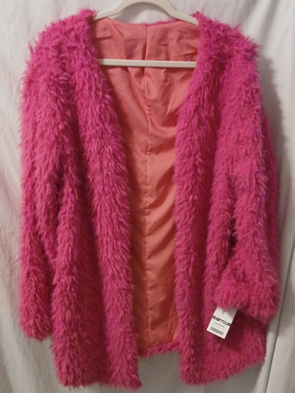 Women's Hot Pink Teddy Open-Front Jacket